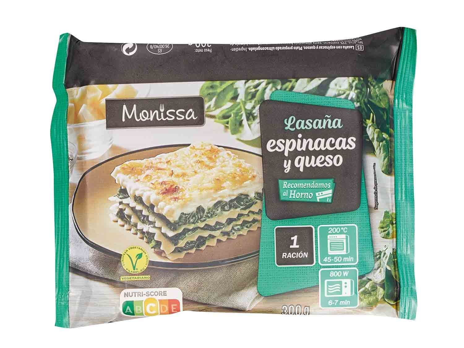 Lasaña: Espinacas y Queso 300g